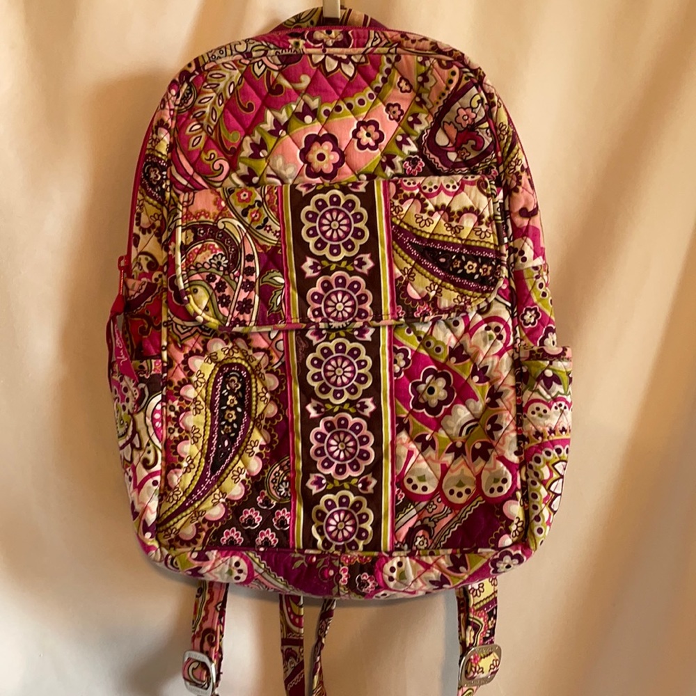 Vera Bradley Pink and Green Patterned Backpack